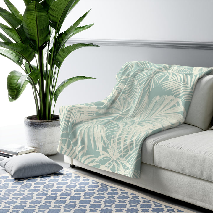 Sherpa Fleece Blanket - Garden Palm