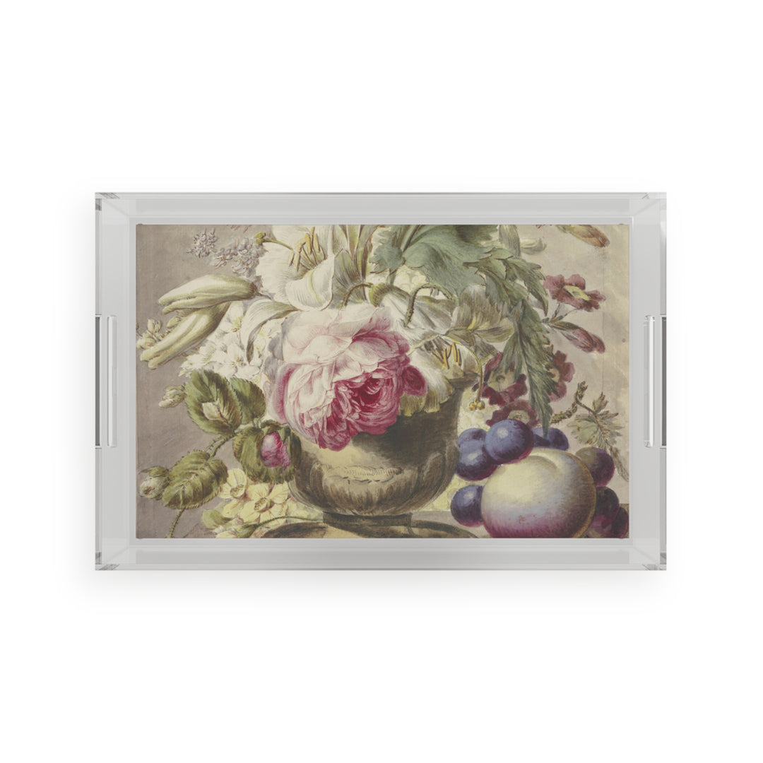 Acrylic Serving Tray - Rose Still Life