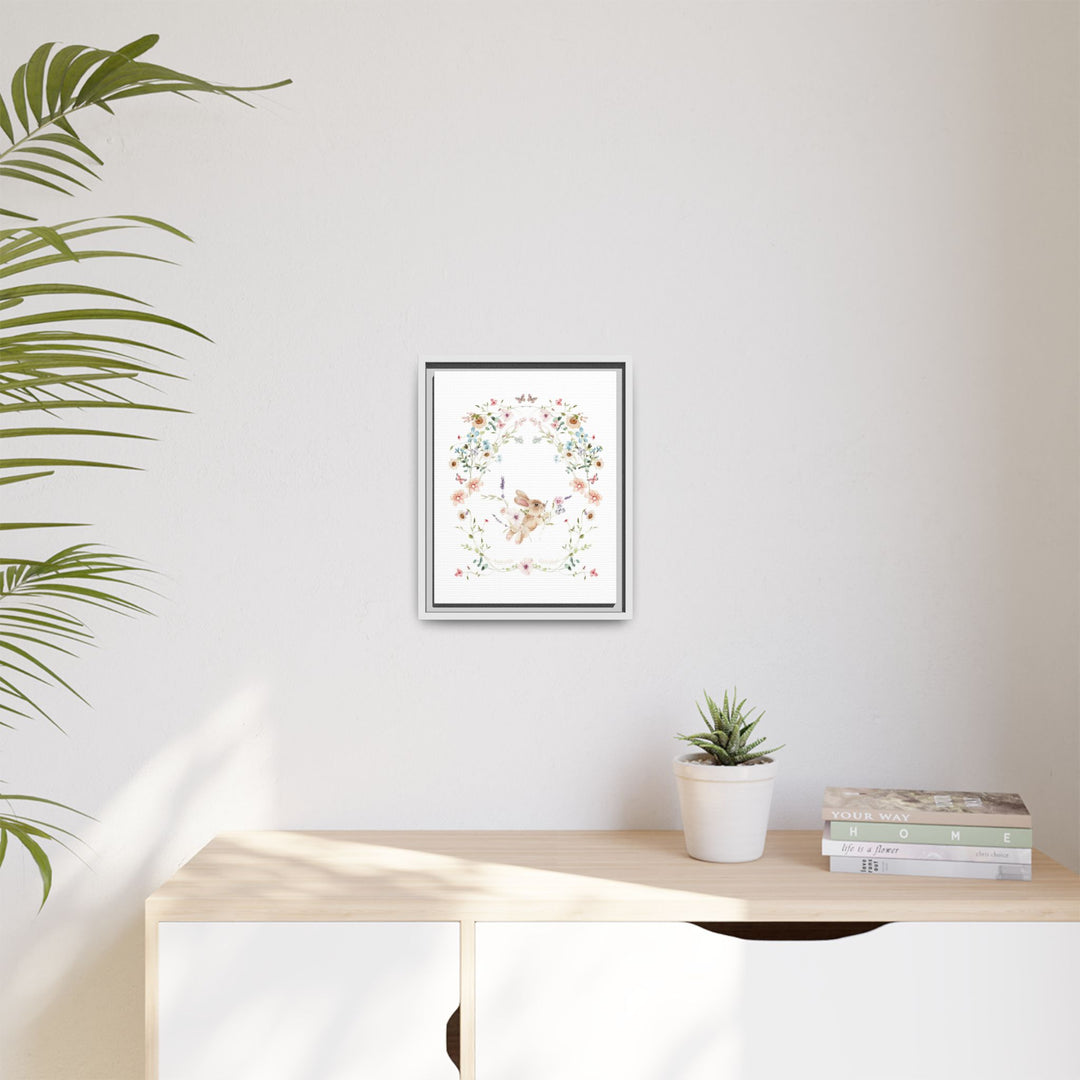 Canvas Wall Art - Sustainably Made Framed Wall Art - Baby Bunny Wreath