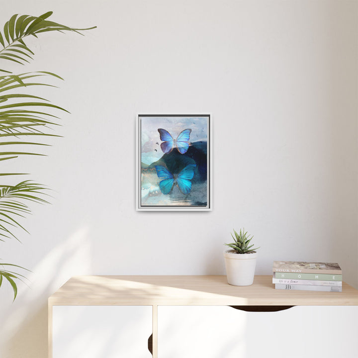 Canvas Art - Sustainably Made Framed Wall Décor - Blue Butterfly Mist