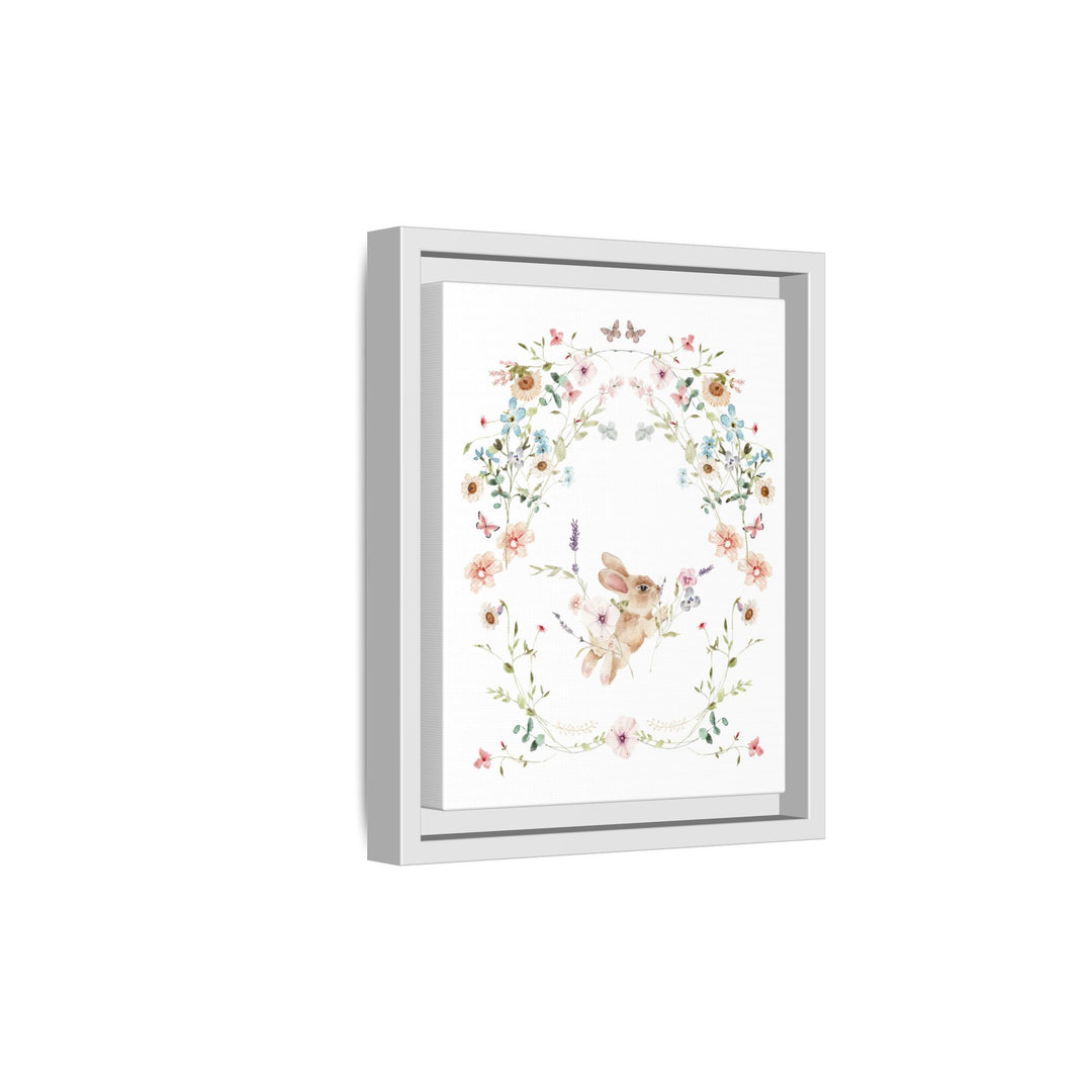 Canvas Wall Art - Sustainably Made Framed Wall Art - Baby Bunny Wreath