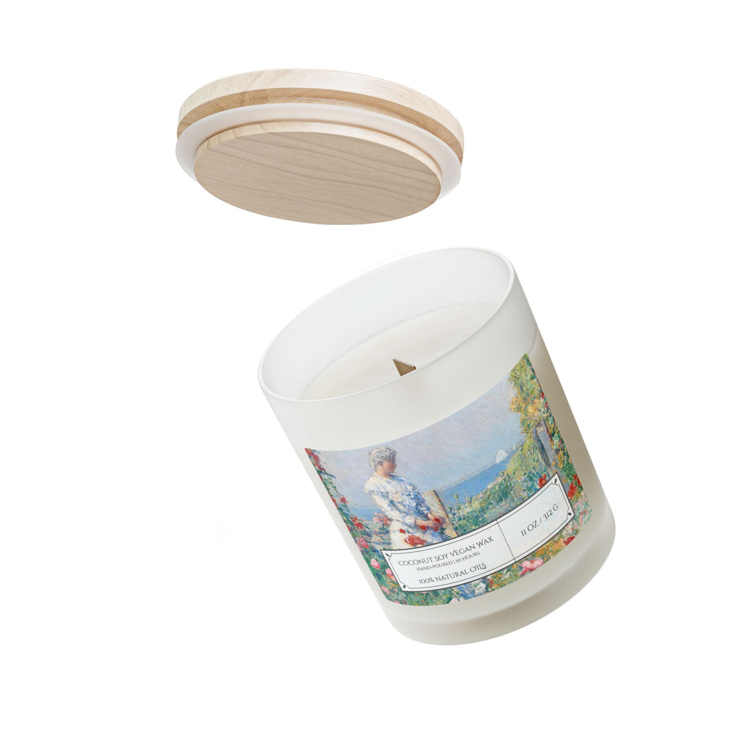Frosted Glass Candle - 11oz - Vegan Wax - Seaside Garden
