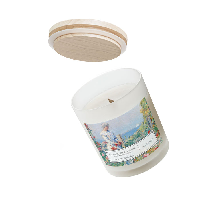 Frosted Glass Candle - 11oz - Vegan Wax - Seaside Garden