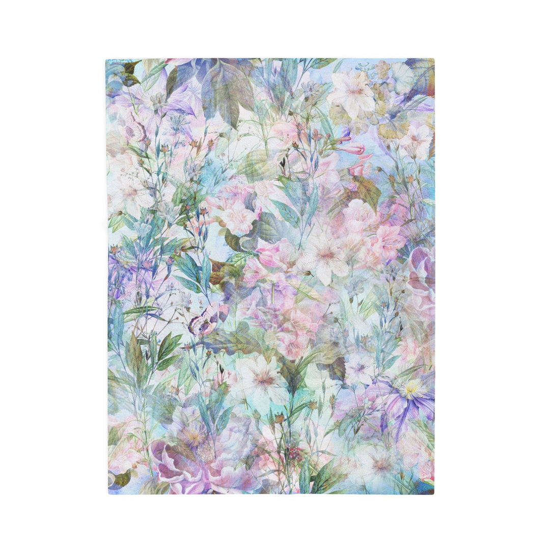 Luxury Velveteen Plush Blanket - Pastel Garden- Cozy & Soft